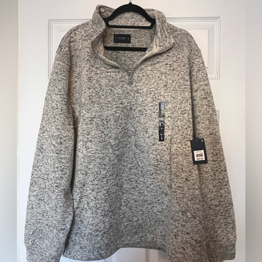 Lucky Brand Men's Cream Zip-Up Sweater